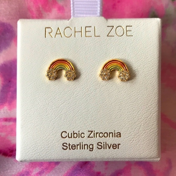 Brand New Rachel Zoe Sterling Silver Rainbow Earrings - Picture 1 of 9